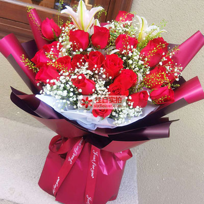 南通30朵红玫瑰百合，做你余生故事里的人