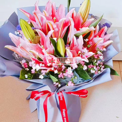南通6支香水百合，全家幸福快乐