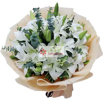 南通9支白色多头百合，祝福你幸福