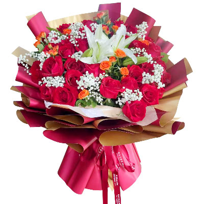 南通33朵红玫瑰百合，爱如同花般绽放